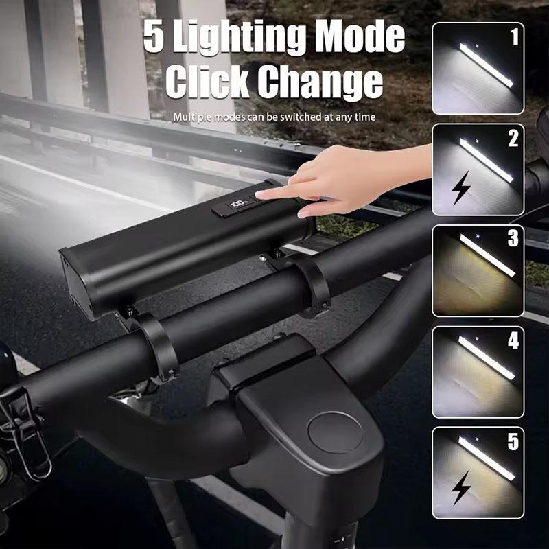15 LED Square Bicycle Light USB Charging Aluminum Alloy Headlight 2000 Lumens High Brightness Waterproof Night Riding Outdoor