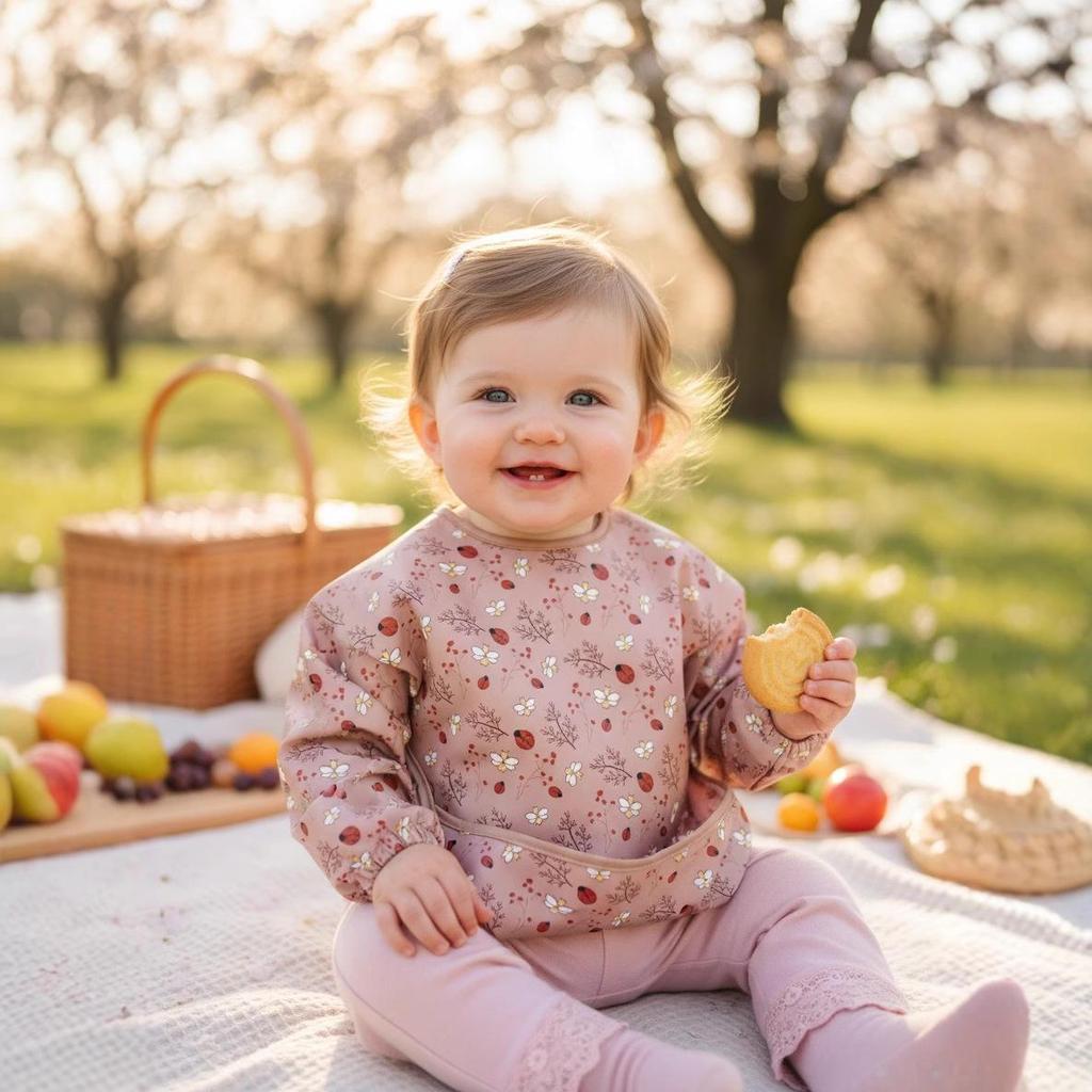 Reversible Waterproof Baby Smock & Bib - Denmark Painting Apron & Food Catcher Coverall