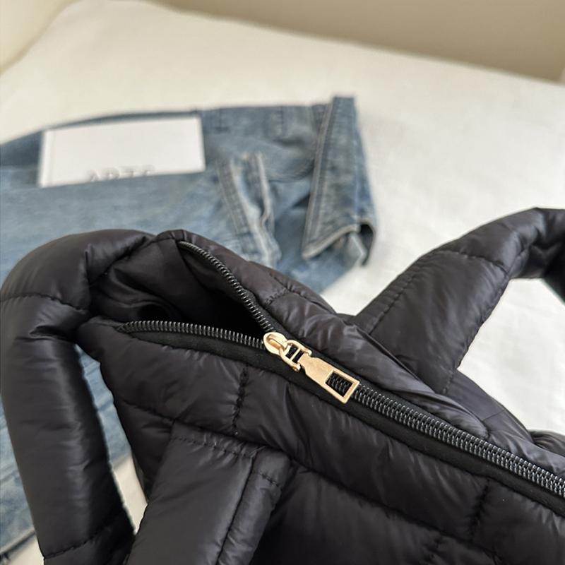 Yogodlns Solid Color Shoulder Messenger Bags Large Capacity Lightweight Quilted Totes Down Cotton Padded Puffy Handbags for Women