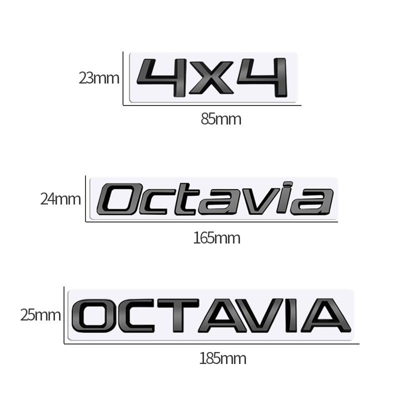 REOY4 MetaL 3D Badge Logo Car Rear Trunk Body Sticker Letter Emblem For Skoda OCTAVIA 4X4 Accessories Glossy Black Matte black