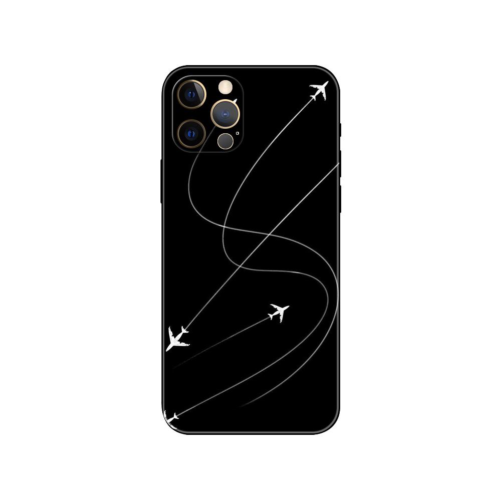 Чехол для телефона с картой самолета для путешествий для iPhone 5 5S se 6 6s 7 8 plus x 10 XR XS 11 12 13 mini pro MAX, черная задняя крышка из ТПУ