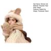 Women Hat Rabbit Ear Decor Thickened Warm 3 In 1 Hat Scarf Gloves Hiking Outings Shopping Winter Headwear