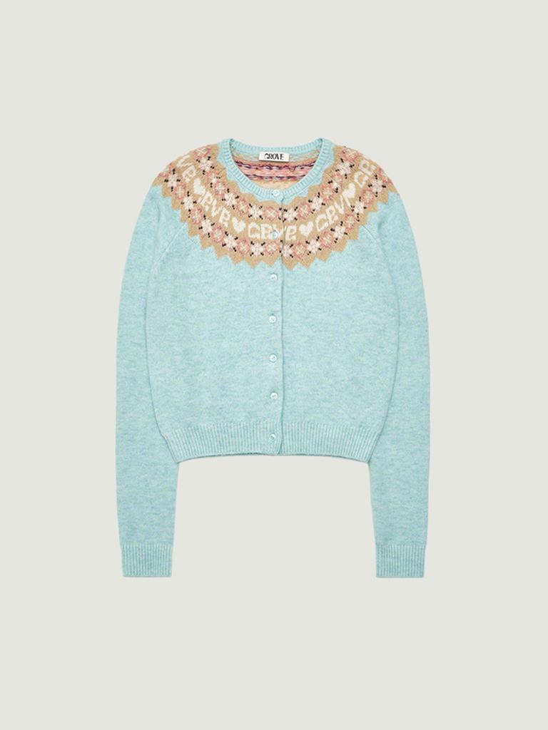 GROVE Bona Nordic Knit Cardigan (Light Blue)