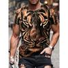 Street Fashion Animal Tiger 3D Men's T-shirt Round Neck Short Sleeved Men's Top T-shirt Oversized Men's T-shirt
