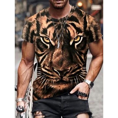 Уличная мода животное тигр 3D мужская футболка с круглым вырезом и короткими рукавами мужской топ футболка оверсайз мужская футболка