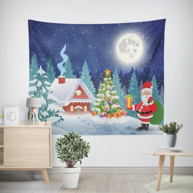 Новогодняя Рождественская Ночь Санта-Клаус Узор Гостиная Спальня Декоративный Гобелен