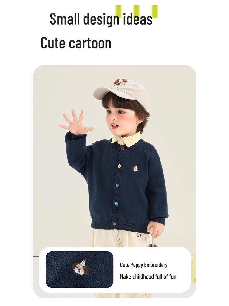 Детский вязаный кардиган Kaka Panda - Весенний наряд для мальчиков и девочек, Повседневный топ для малышей на весну и осень