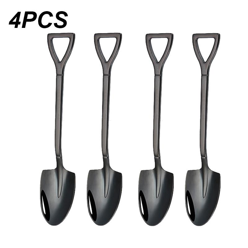 Набор столовых приборов из 4 кофейных ложек из нержавеющей стали в стиле ретро, железная лопатка, ложка для мороженого, креативная ложка, чайная ложка, модная посуда