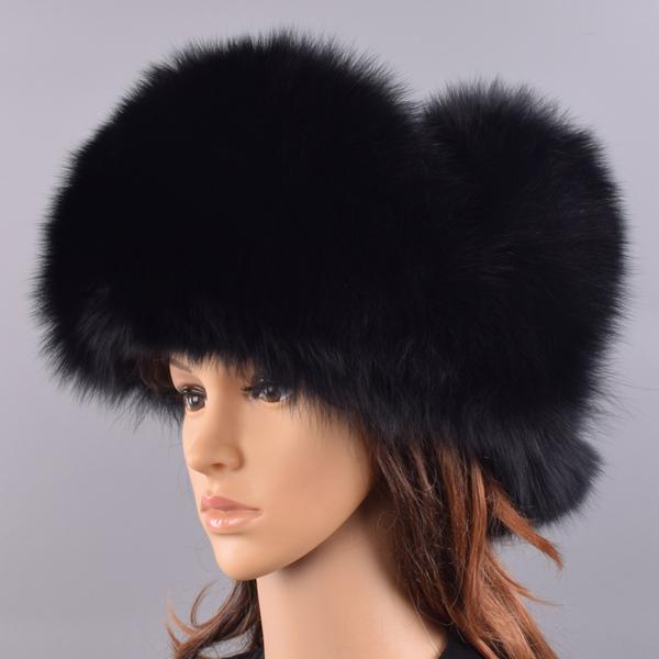 Winter Hats Earflaps Women Bomber Hats Natural Fox Fur Fluffy Female Girls Warm Sheepskin Windproof Russian Trapper Hats