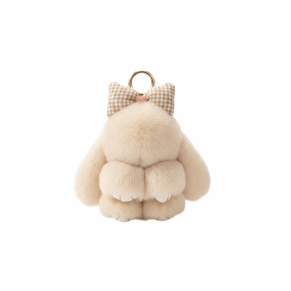 Hair Bow Plush Rabbit Keychain Rabbit Fur Bag Hanging Pendant Accessory Rabbit Plush Keychain Car