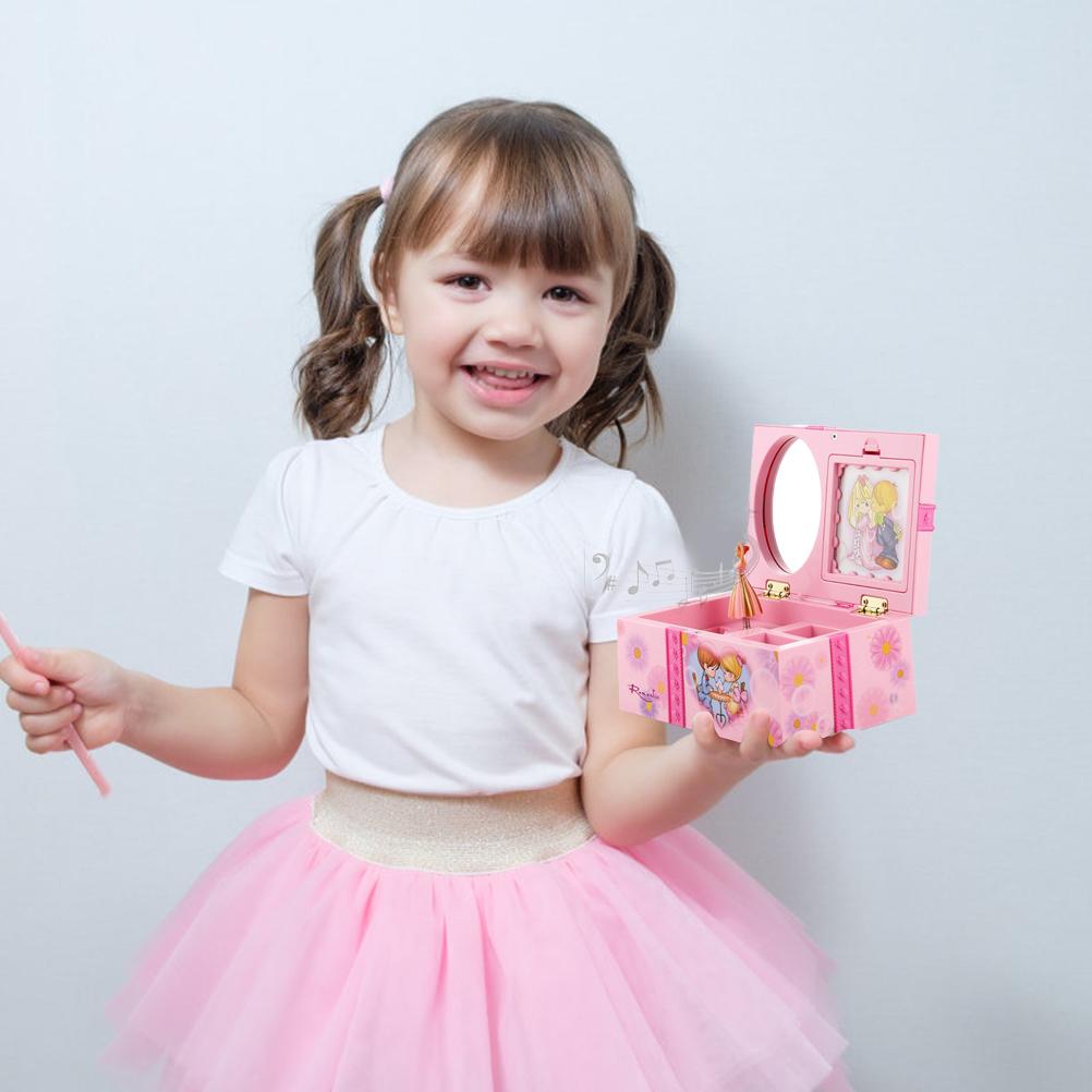 Exquisite Musical Jewelry Box for Girls Princess Dancing with Music with Cute Bow Knots Painting