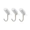 Inconspicuous Pin Hooks, Pack of 3, 2kg Weight Capacity, White