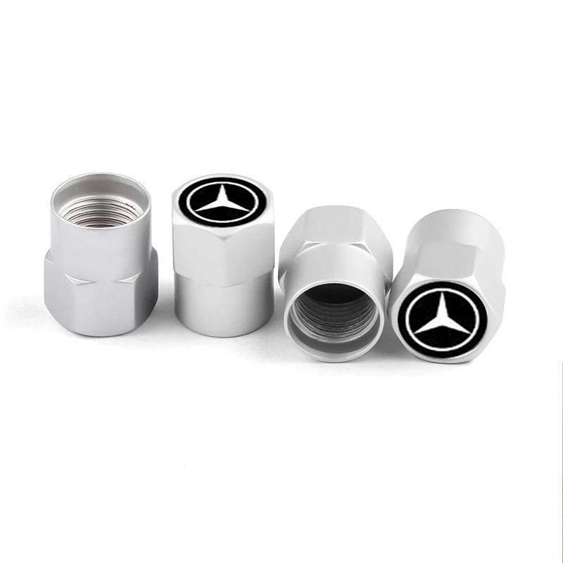 CSD1 4Pc Car Wheel Tire Valve Caps Air Stem Tyre Plug Accessories For Mercedes-Benz W203 W204 W205 W212 W213 W166 W176 W167 W177 W223