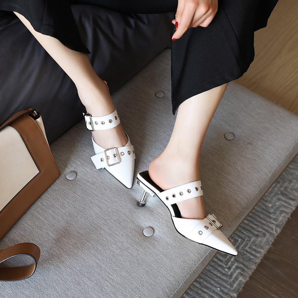 Женские туфли на высоком каблуке, летние, новые, в европейском и американском стиле, сексуальные, на маленьком тонком каблуке, большого размера, туфли Muller