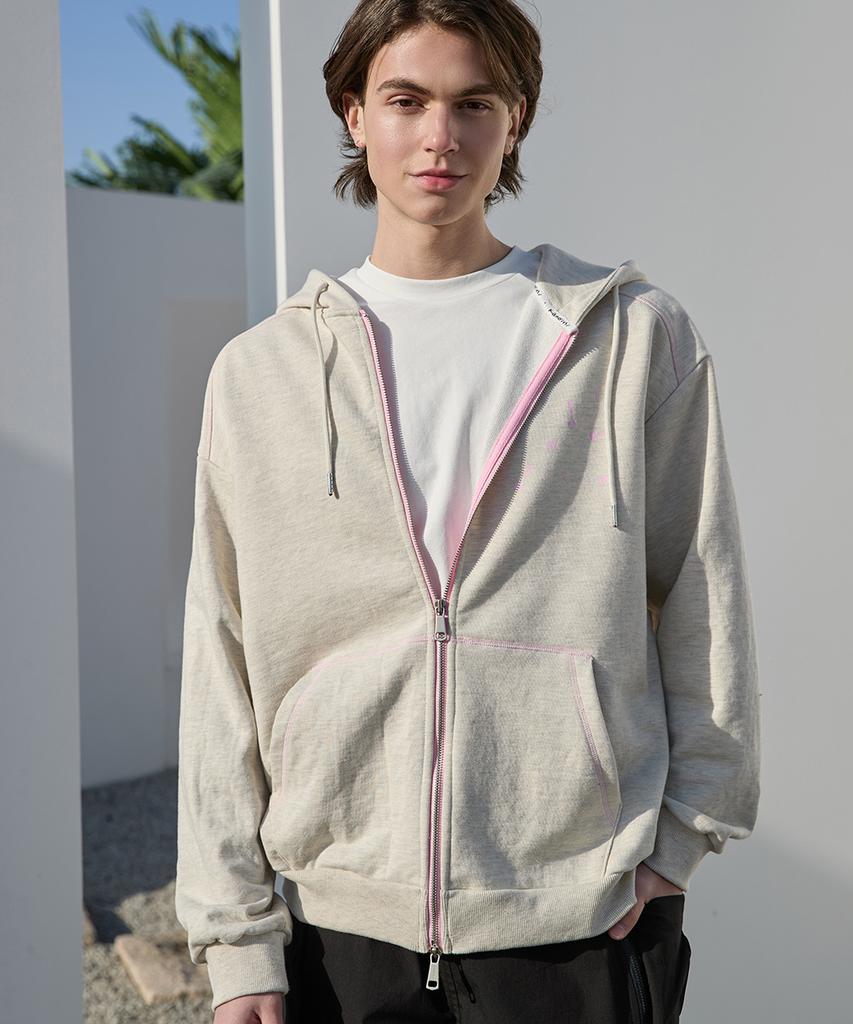 Kandini Grey (Oatmeal) Stitch Zip-Up Hoodie (Unisex)