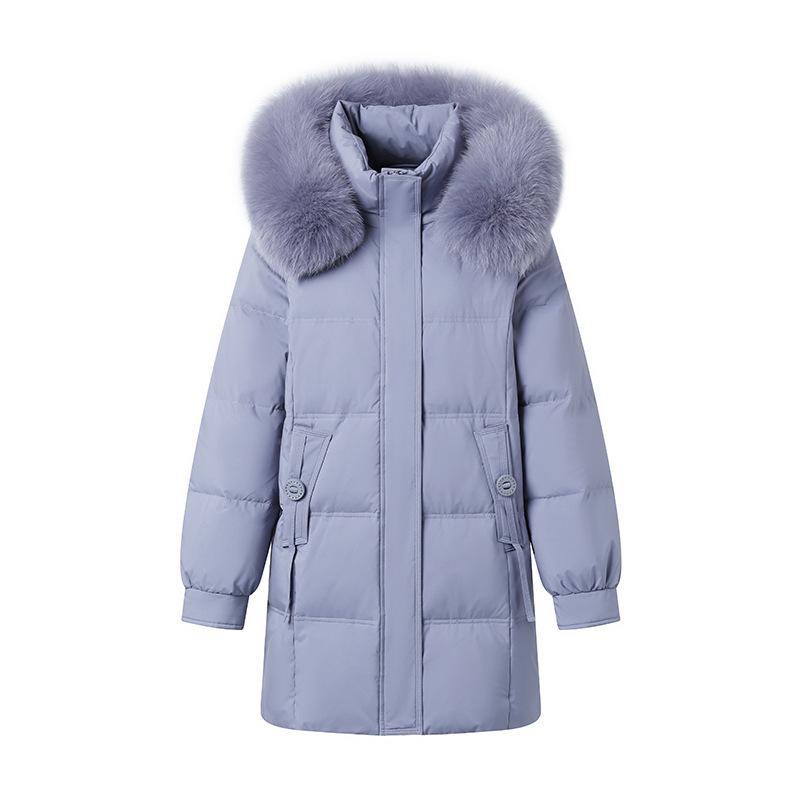 Counter cold-proof hooded middle-aged mother down jacket for women's new fashionable foreign style thickened white duck down jacket