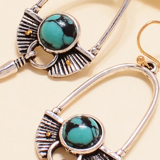 1 пара круглых бирюзовых серег-капель в богемном стиле, увеличенные длинные серьги-крючки для пирсинга, ювелирные изделия в подарок