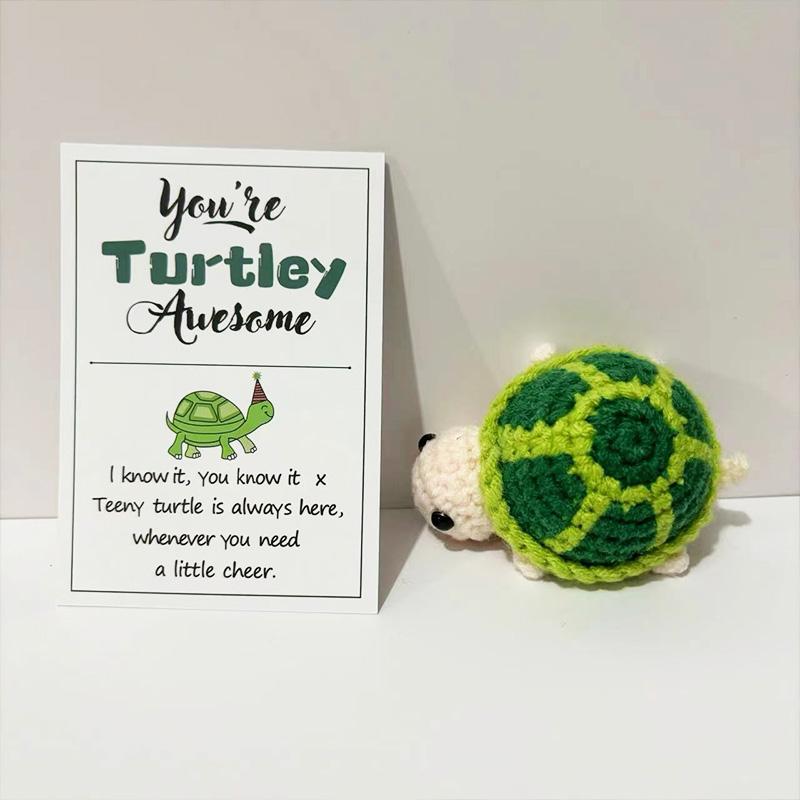 1PC Handmade Cute Perfect Gift Positive Energy Crochet Turtle Mini Wool Knitting Doll Desk or Car Accessory Soft Cotton Yarn