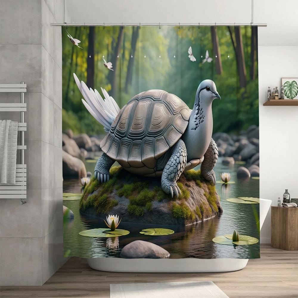 Роскошная 3D-печатная шторка для душа с изображением черепахи и голубя, водонепроницаемый декор для ванной комнаты, доступен индивидуальный размер, в черном, белом, красном, зеленом цветах