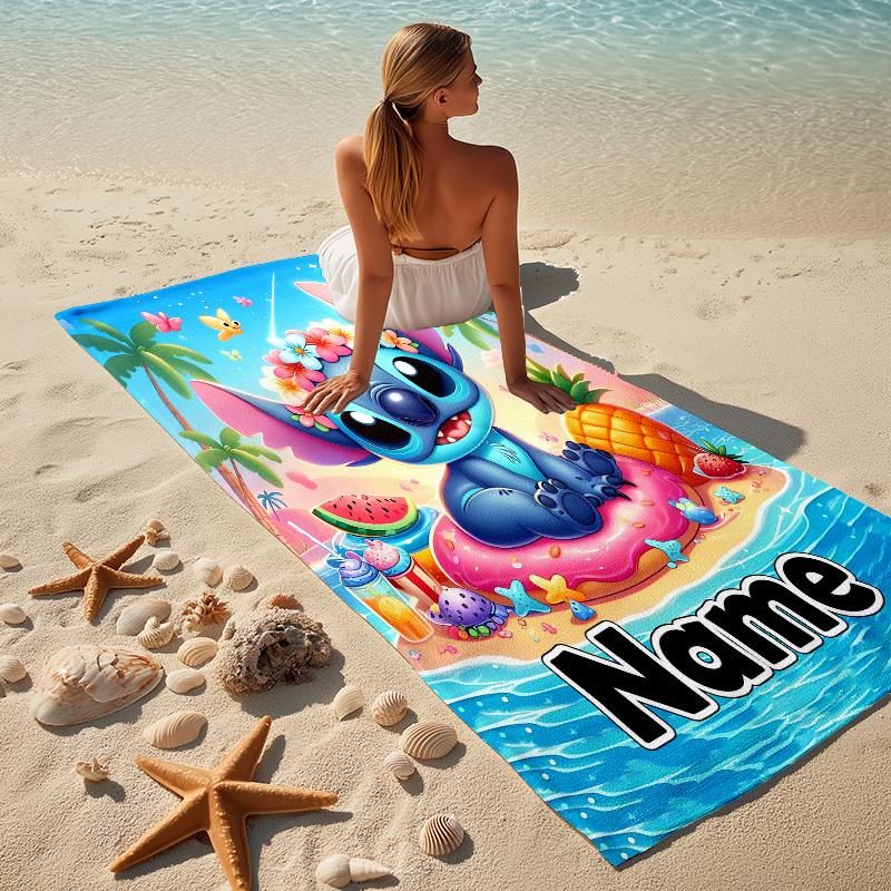 Custom Name Island Paradise Stylish Digital Printing Beach Towel Quick‑Drying Absorbent Blanket for Beach Pool Gym Travel