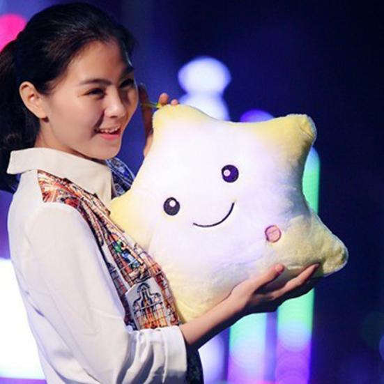 Twinkle Star Pillow Stuffed Star LED Light Up Cushion Glowing Star Throw Pillow Night Light Kids Sensory Plush Toy for Children