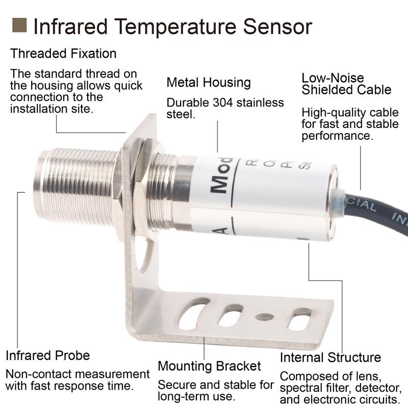 RS485 Output Compact Infrared Thermometer Non-Contact Temperature Sensor High Precision Industrial Transmitter