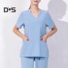 V-образный вырез с коротким рукавом операционная форма топы карманы боковые разрезы больничные рабочие топы медсестры стоматологическая хирургия рабочая одежда