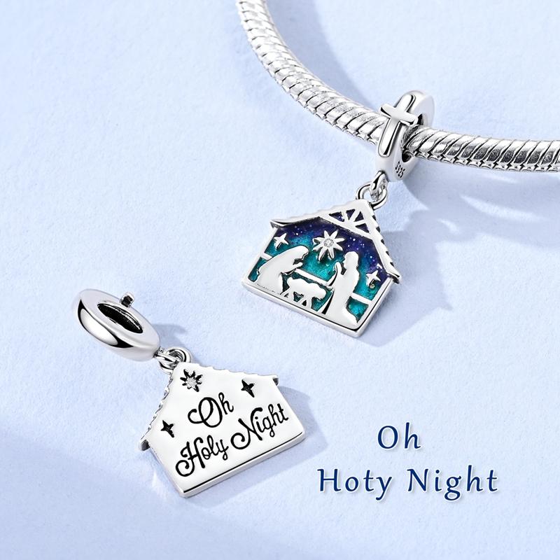925 Silver Crucifix Nativity Holy Family Jesus Christ Pendant Charm for Women DIY Jewelry Gift Fit Original Charms Bracelet