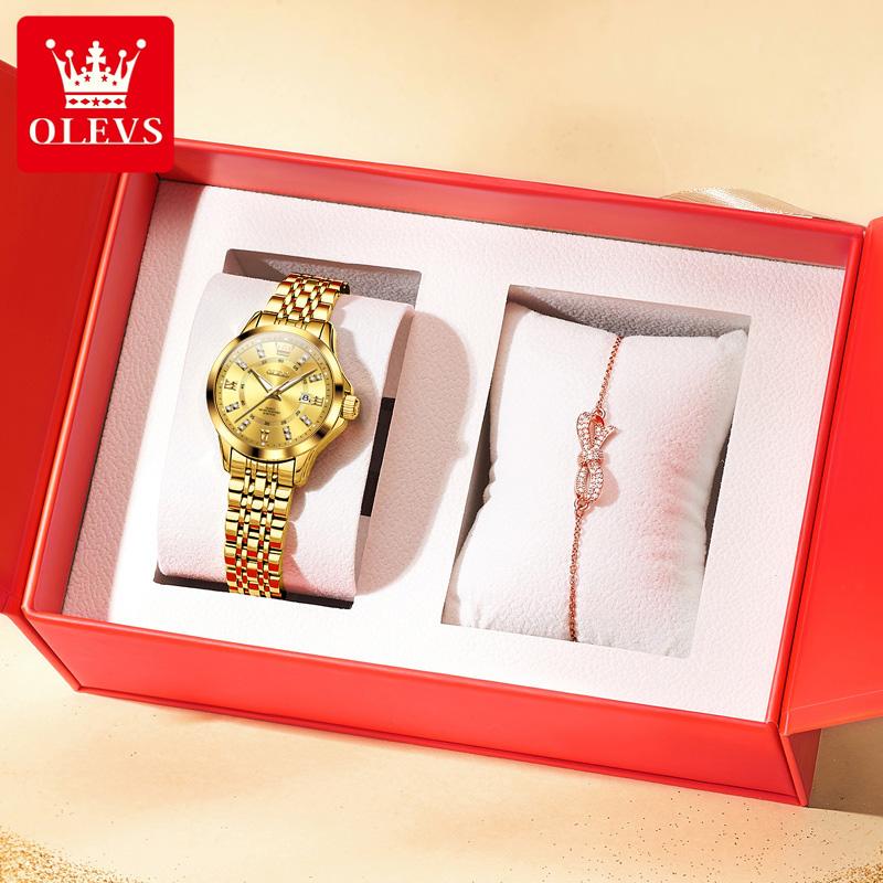 OLEVS 3620 Women Watch Luxury Brand Diamond Quartz Watch Fashion Automatic Calendar Waterproof Women Watch Bracelet Set Reloj