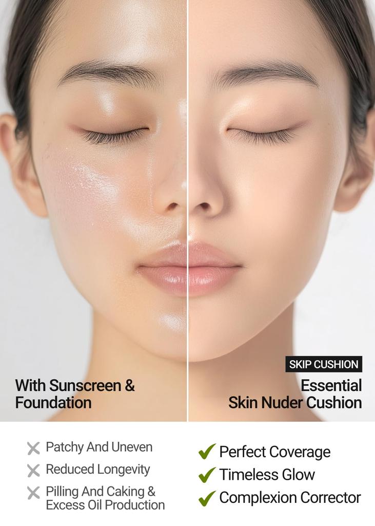 SAEM MOOL Japan Skin Nuder Cushion с запасной основой под макияж Корейская [JUNG Official] SPF50+/PA+++ (светло-розовый) [ДЖУНГСЭММУЛЬ] (Подушка-основа, основание,
