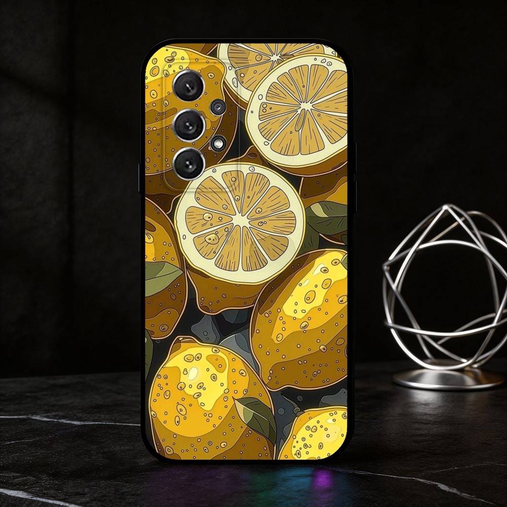 A-art fruit phone Case For Samsung S25,24,21,22,23,30,Ultra,20,Plus,Fe,Lite,Note Soft Black Cover