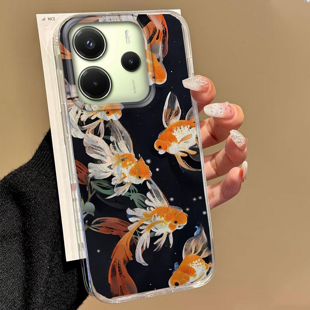 Чехол для телефона Luckly Koi Goldfish Red Carp для Xiaomi Redmi 13C 14C A5 A3 A4 A3X A1 A2 Note 14 13 12 11 11S 10 Pro Shell Задняя крышка
