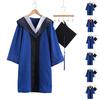 Graduation Gown with Cap Tassel Long Sleeves Anti-Wrinkle Traditional Academic Robe Ceremony Graduation Attire