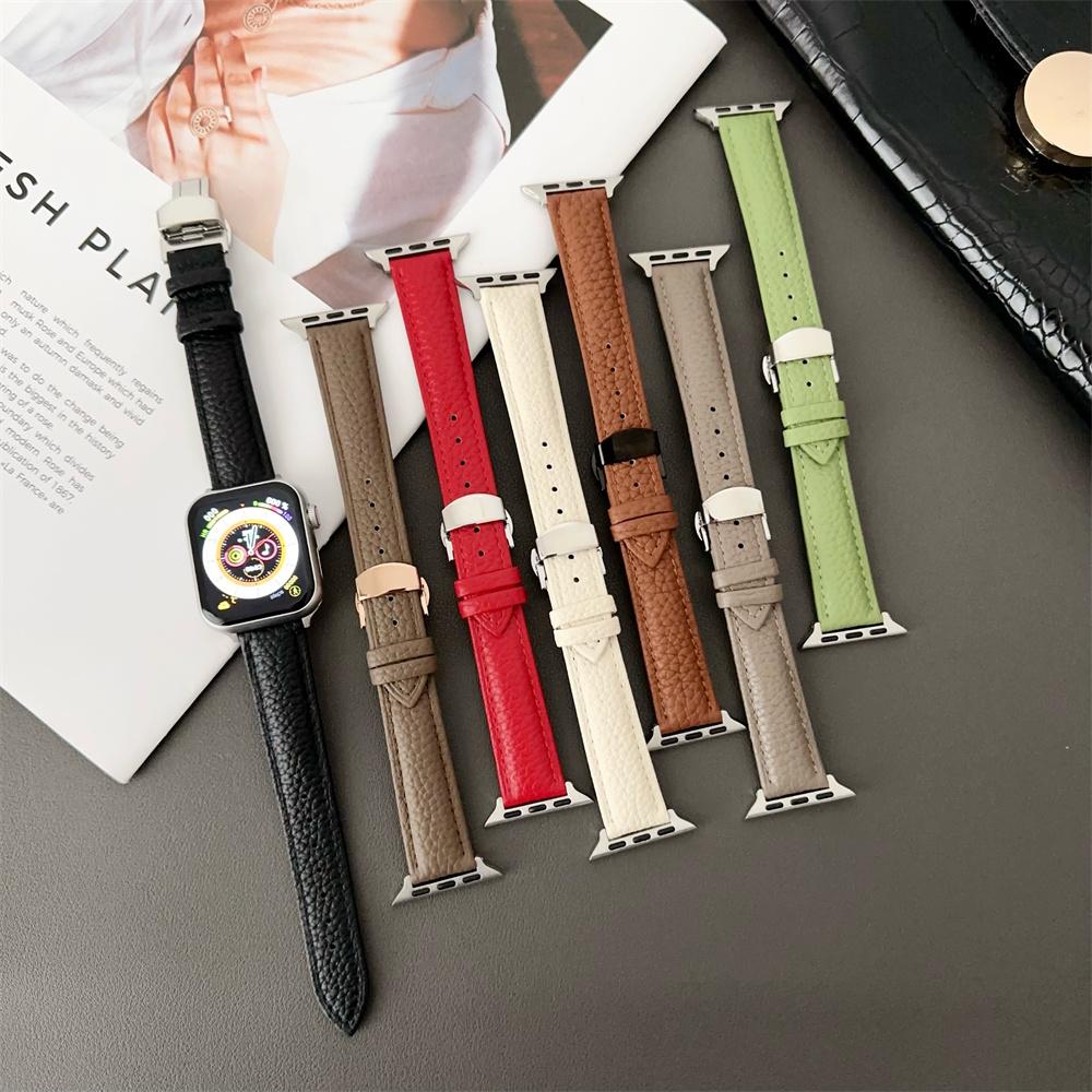 Тонкий кожаный ремешок для Apple Watch Ultra Band 49 мм серии 7 8 41/45 мм Correa 38/42 мм Браслет на запястье iWatch SE 6 5 4 3 40 мм/44 мм