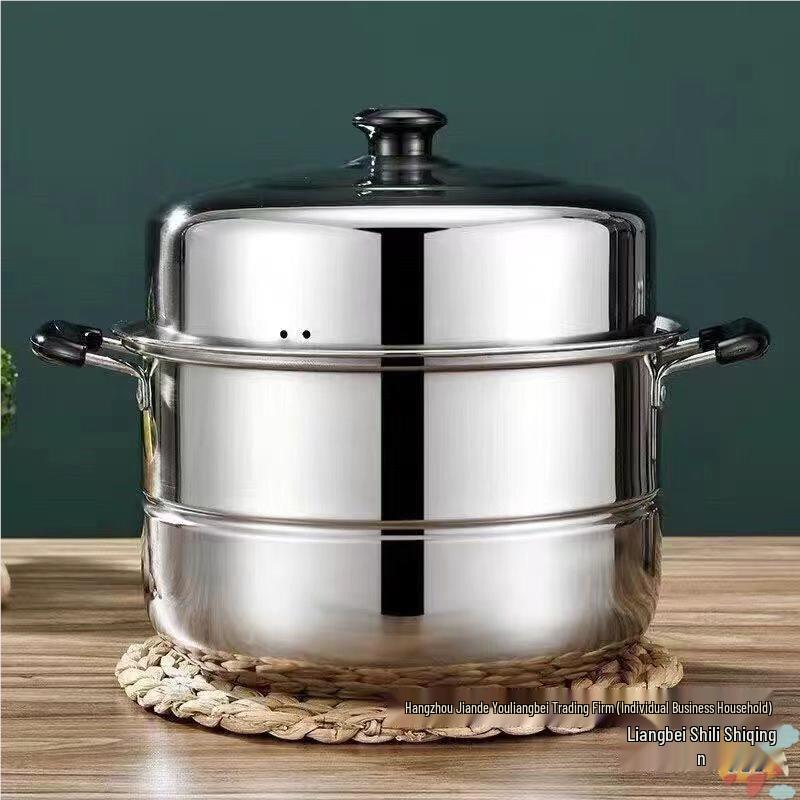 304 Очень толстая нержавеющая сталь Двухслойная пароварка: Большая кастрюля для супа, для приготовления рыбы на пару, совместима с индукционными и газовыми плитами