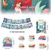 Mermaid Birthday Banner With Cupcake Topper+Balloons Birthday Party Decorations