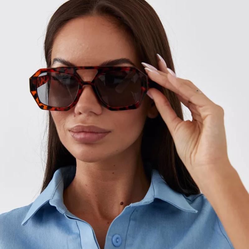 2 шт. Модные квадратные солнцезащитные очки для женщин и мужчин, толстая оправа, дизайн с двойной переносицей, очки, женские шикарные многоугольные солнцезащитные очки UV400