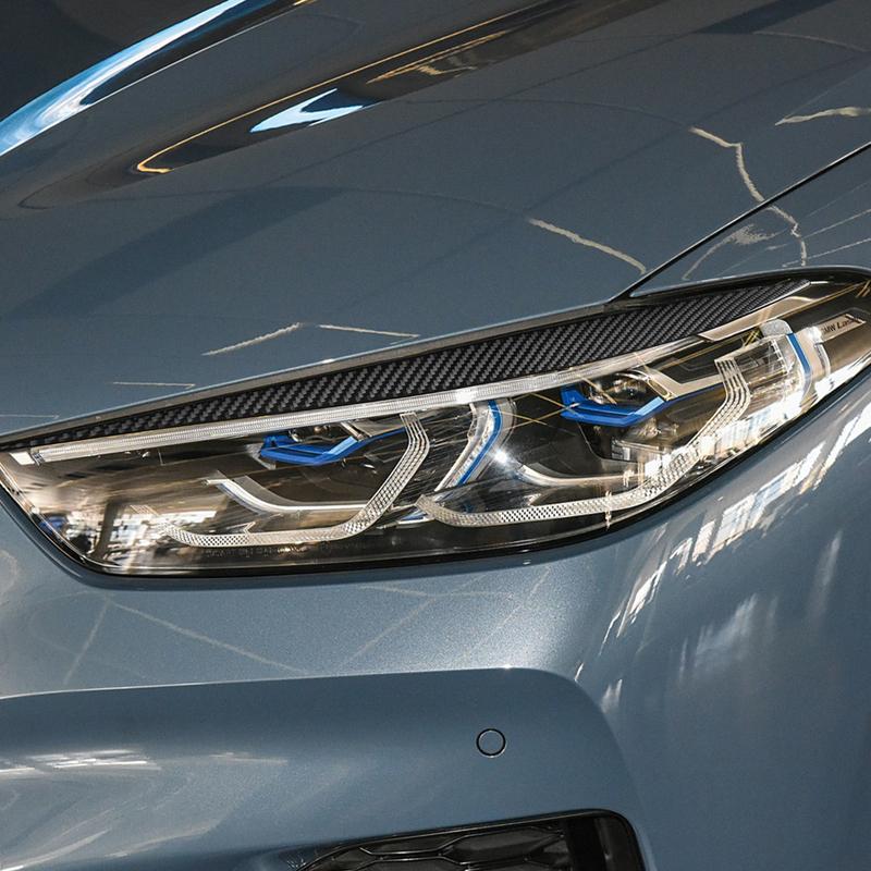 For BMW 8 Series G14 G15 G16 - Real Carbon Fiber Stickers Headlight Eyebrow Eye Lid Car Accessories Exterior Decorative