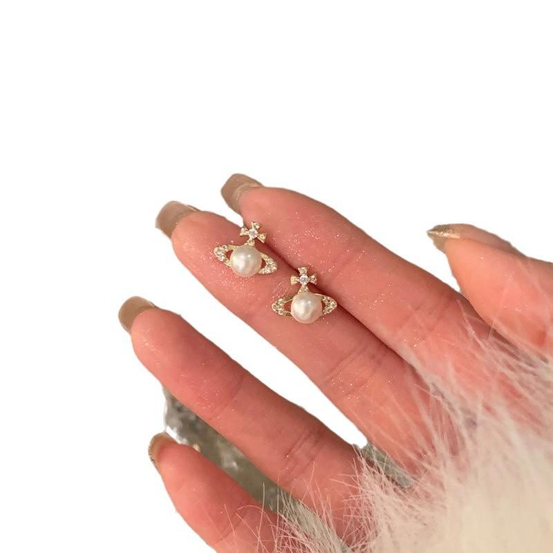 Легкие роскошные серьги-гвоздики с жемчугом и цирконием, женские ретро-серьги с индивидуальным стилем, модные, темпераментные, универсальные серьги для поездок на работу