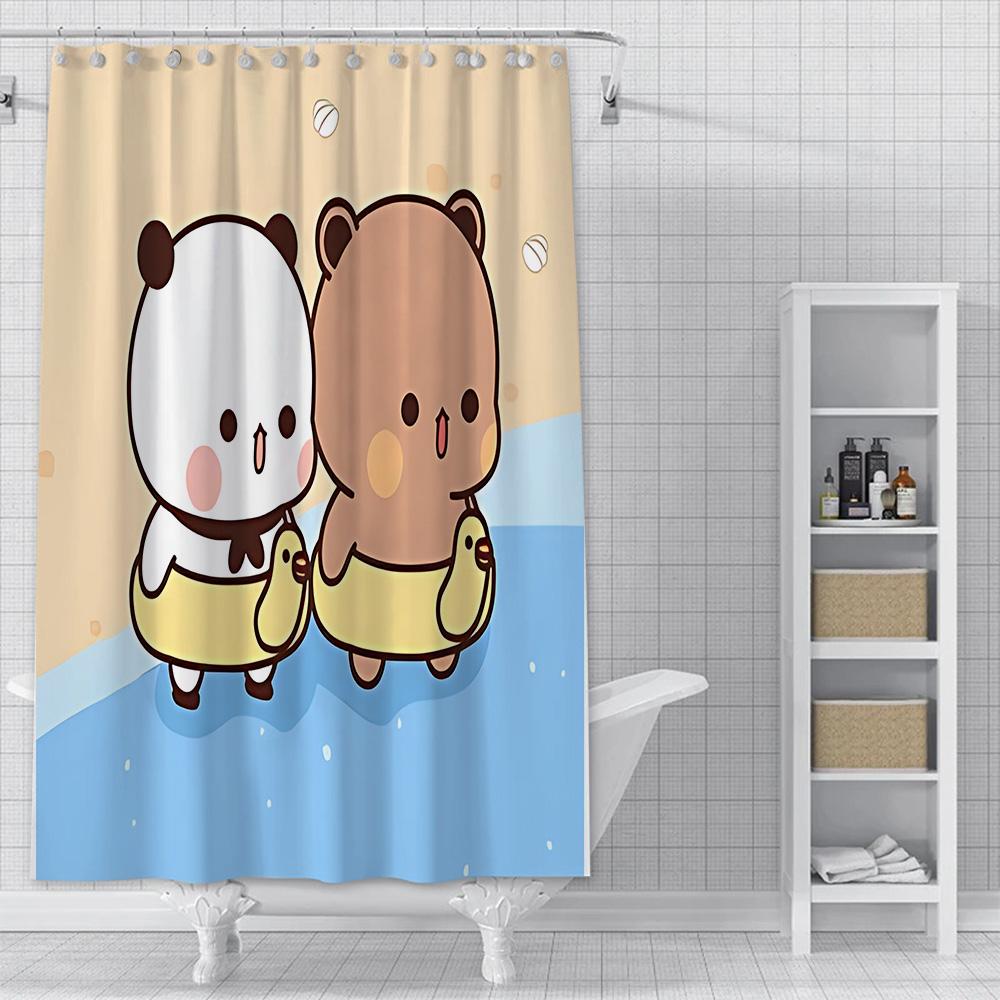 Shower Curtain Waterproof Polyester Fabric Paint Colorful Cartoon Q-Quarto B-Bubu Bath Curtains Home Bathroom Decor With Hook
