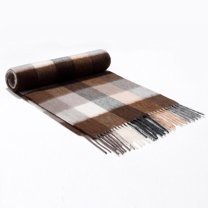 Шарф из чистой шерсти, осенне-зимний шарф, основовязаный классический клетчатый теплый шарф из овечьей шерсти, унисекс