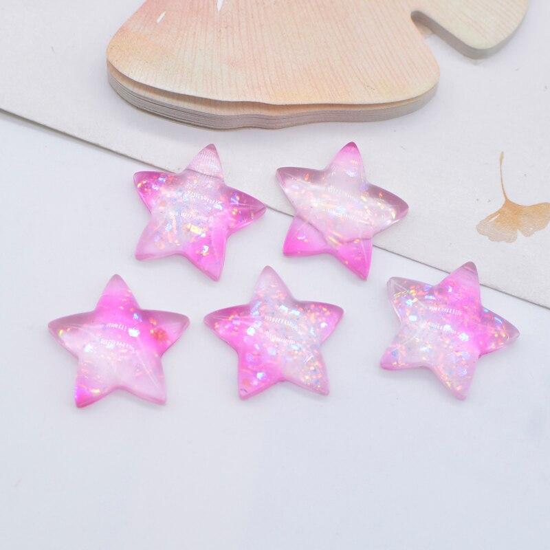 10Pcs 20mm Bling Star Patches Accessories Flatback 3D Resin Stone Button Appliques Scrapbooking