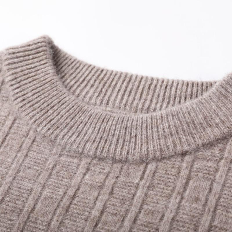 Pure Wool Men's Wool Sweater Fall and Winter Simple Casual Knit Sweater Man