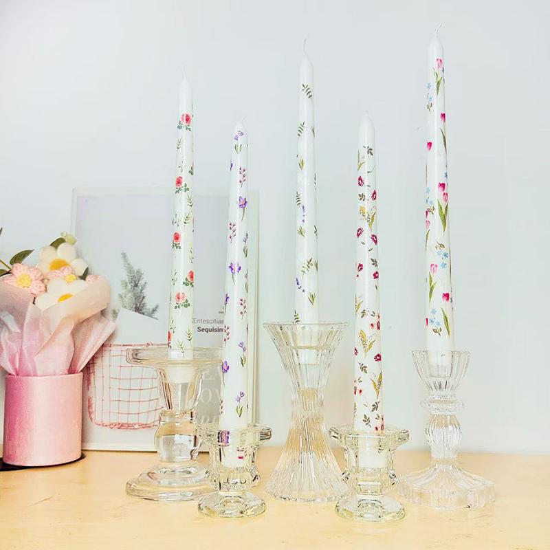 2 шт./коробка печатных свечей свадебные украшения бездымные свечи во французском стиле длинная элегантная свеча 25 см