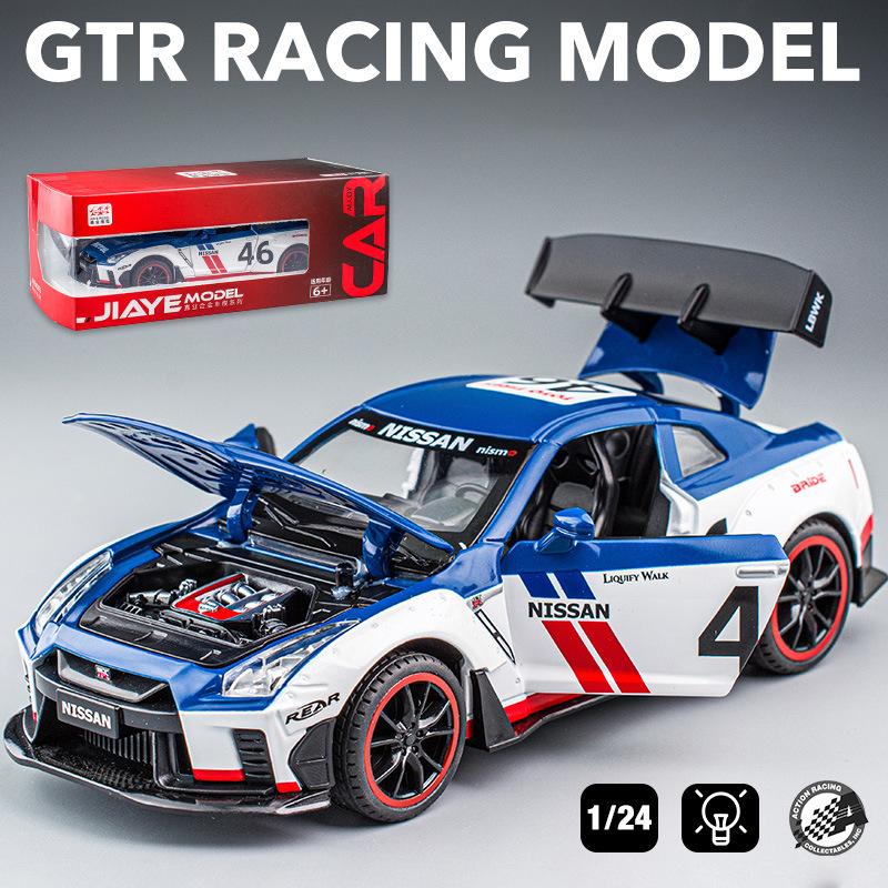 Масштаб 1/22 GTR Racing, литая под давлением модель автомобиля, игрушечный автомобиль с откатным механизмом, звуком и светом для детей, коллекция подарков для мальчиков и девочек