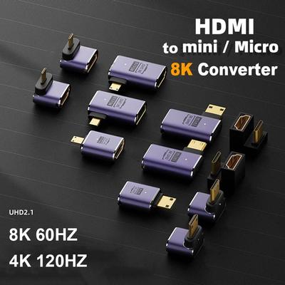 Проектор HD 2.1 Папа-Мама 8K 60 Гц HDTV Адаптер Мини / Микро HD в HDMI-совместимый Конвертер