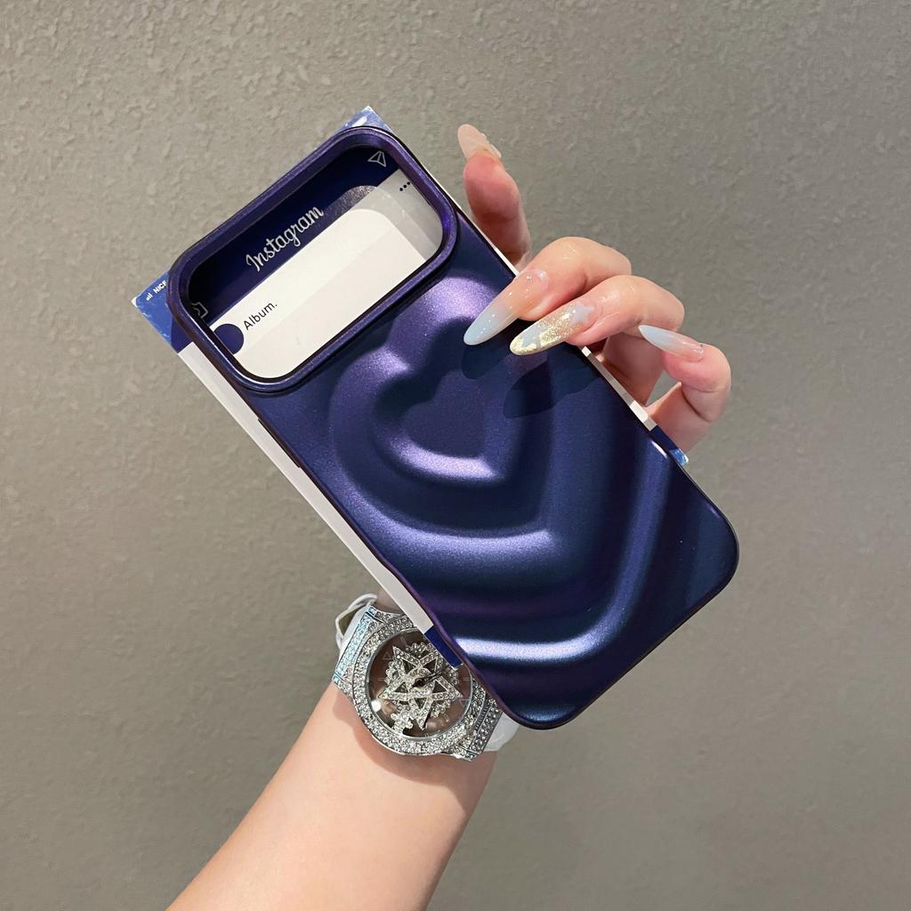 INS Smooth 3D Electroplating Phone Case for IPhone 18 Pro Max 17 16 15 14 13 12 11 Plus Soft TPU Love Wrinkles Pattern Shockproof Protective Cover