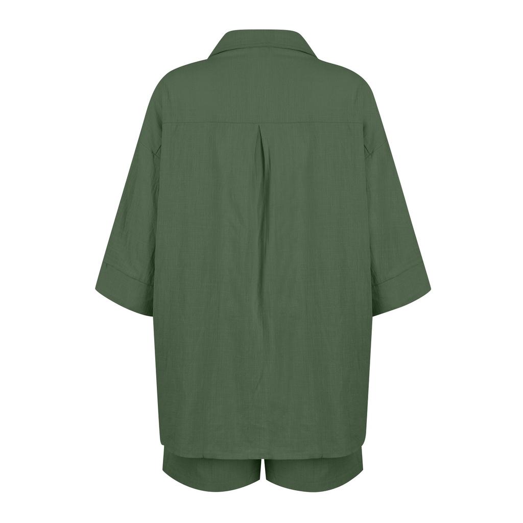 Women's Casual, Fashionable, Sexy, Comfortable, Breathable And Cool Solid Color Short-sleeved Shorts Set