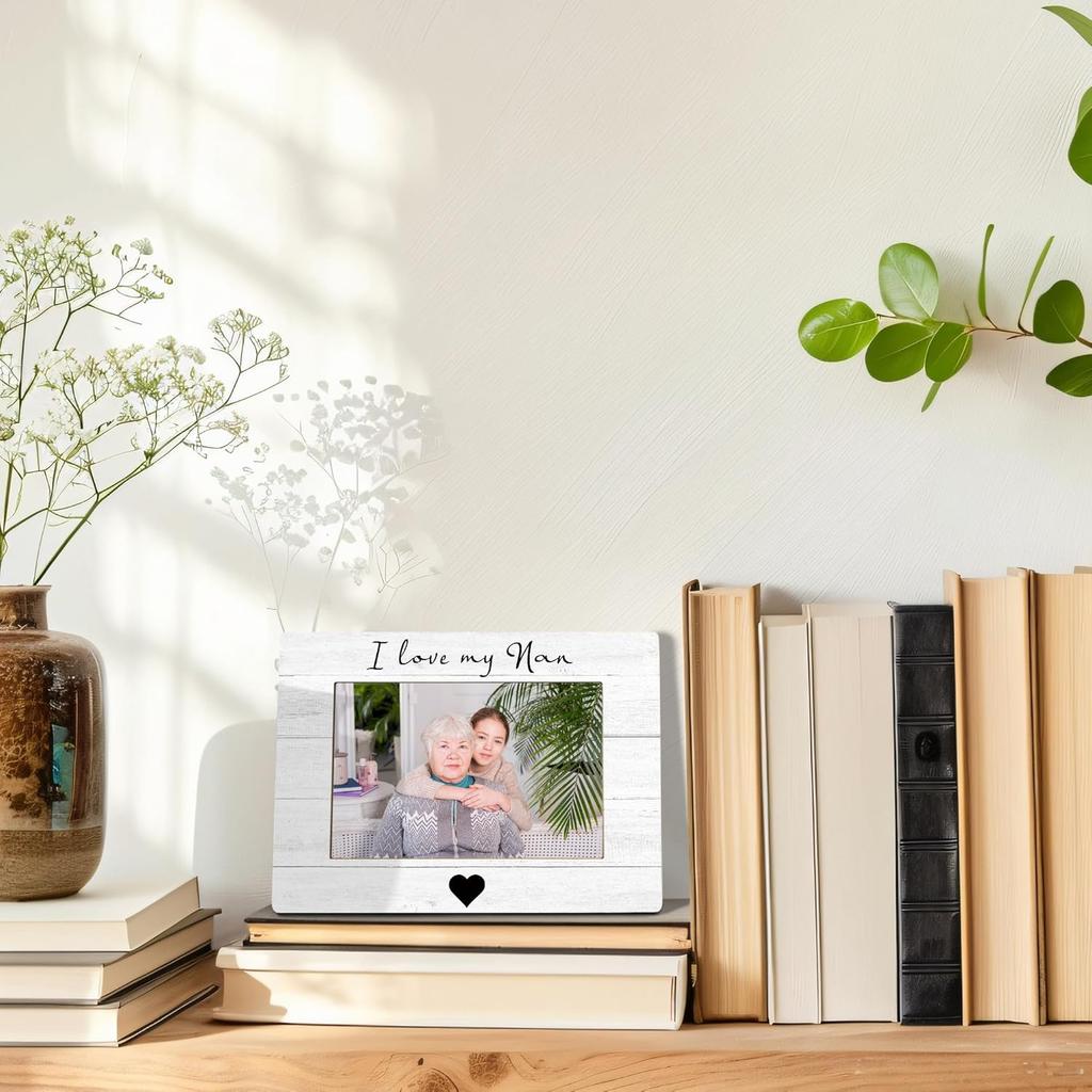 I Love My Nan Picture Frame, Mother's Day Gifts for Nan Grandma, Grandma Gifts from Grandkids Photo Frame 4x6, Grandmother Wooden Photo Picture