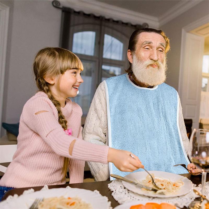 Senior Eating Apron Pocket Bib Waterproof Meal Protector Stain Free Dining for Elderly Use at Home